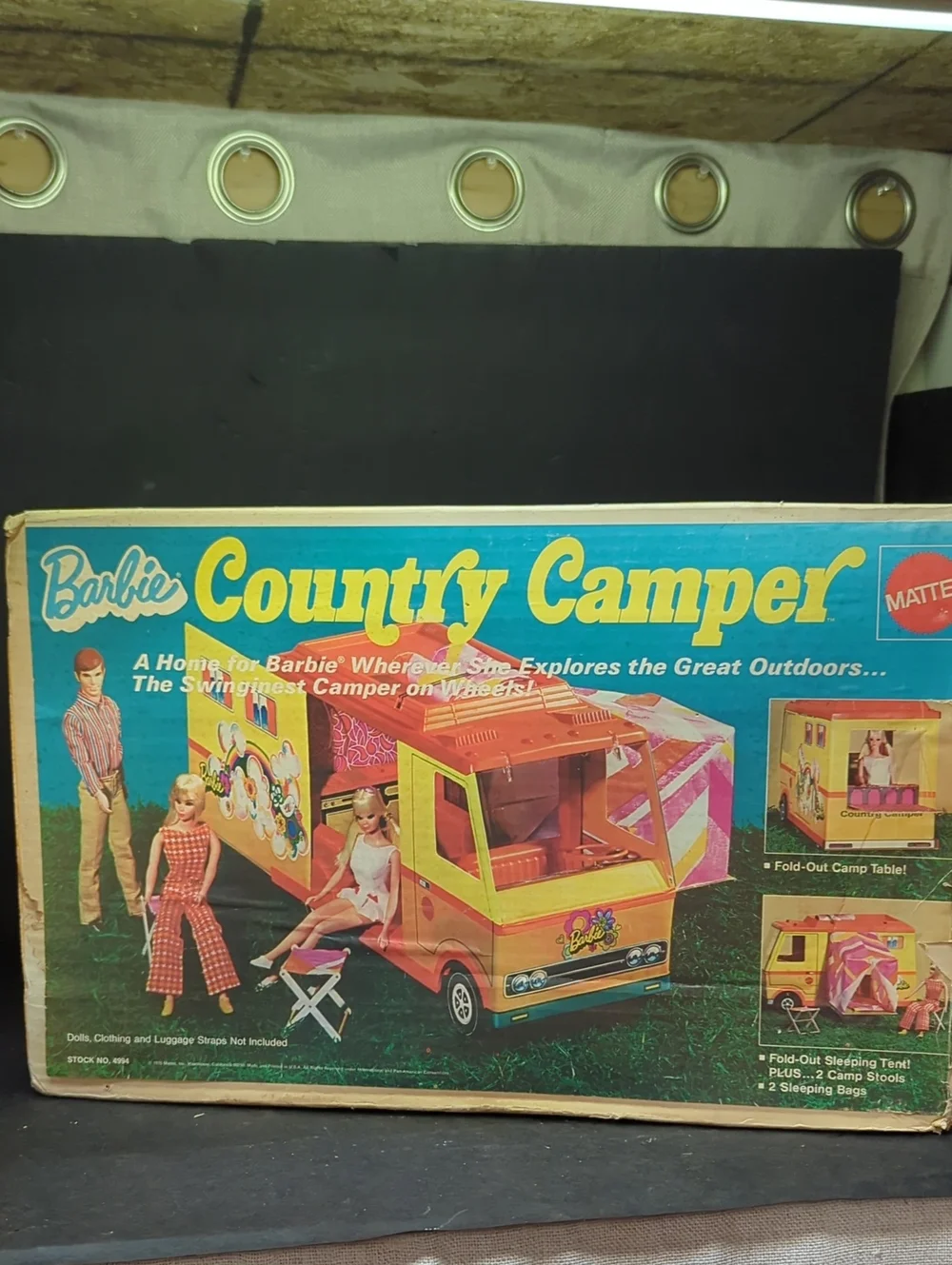 Vintage 1970 Mattel Barbie Country Camper RV Wagon Pop Out Tent & Chairs